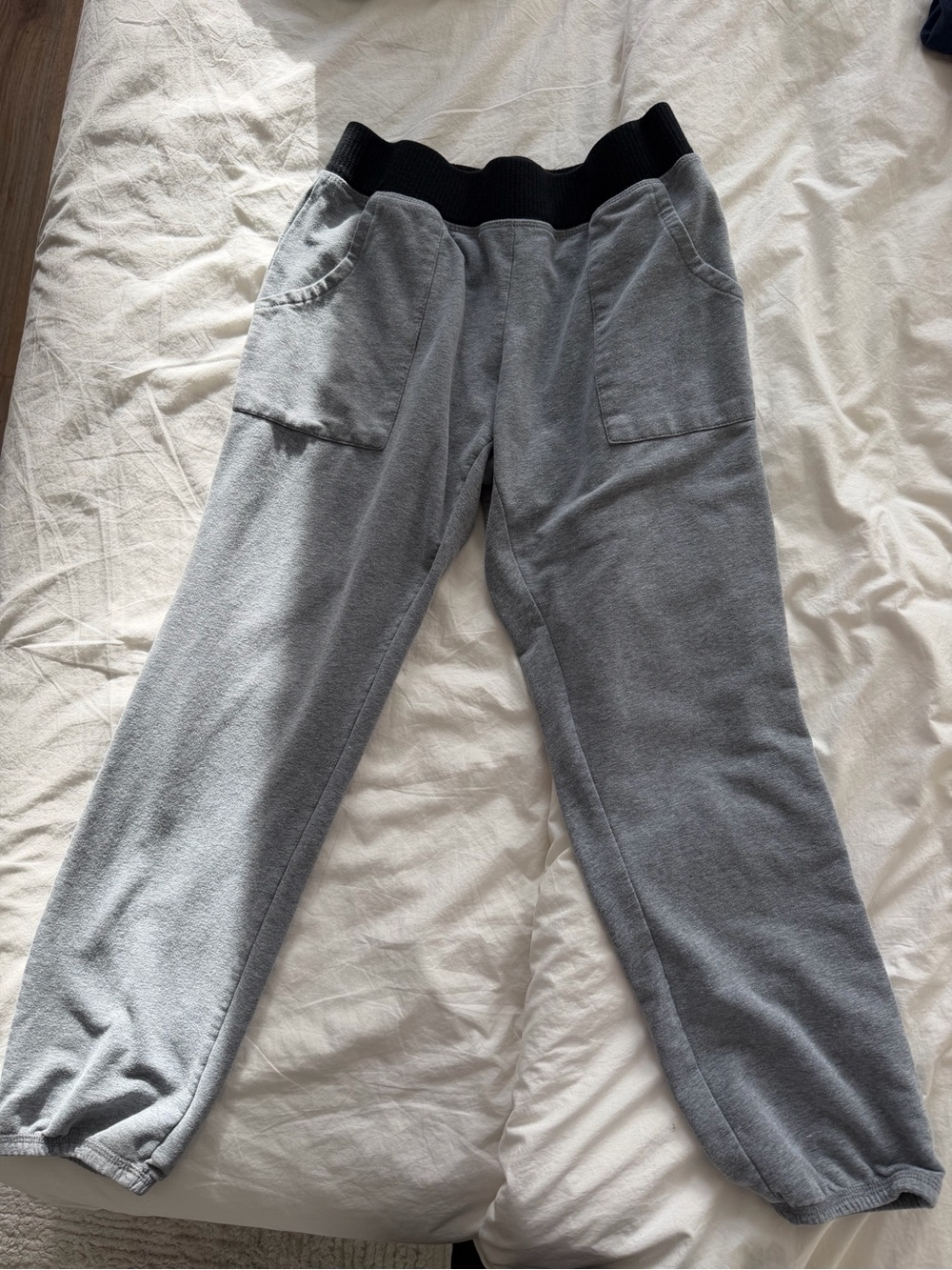 Gray Jogger Pants with Black Waistband
